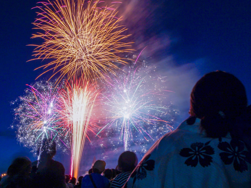 道新納涼花火大会、花火画像